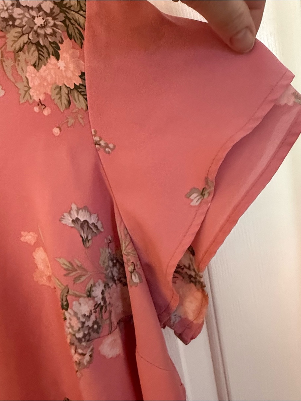 torrid Georgette Pink Floral Short Sleeve Blouse Tiered Short Sleeves - Picture 3 of 8